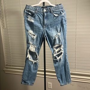 Aeropostale Blue Boyfriend Jeans Distressed Style
